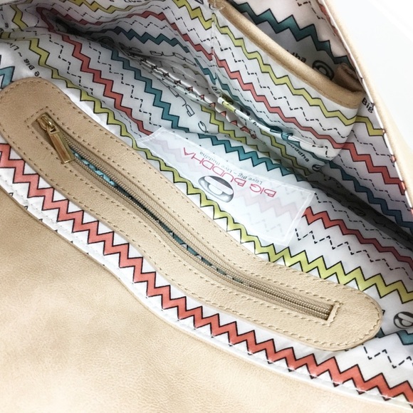 Big Buddha Clutch Purse Bag Tan Studded - Picture 5 of 5